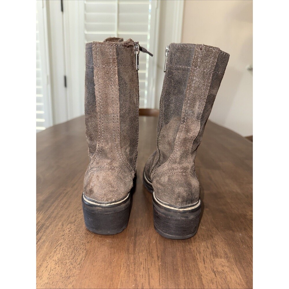 Donald J Pliner Gita Combat Boots Brown Oiled Suede Lace Up Moto Boots 5.5M - Picture 5 of 13